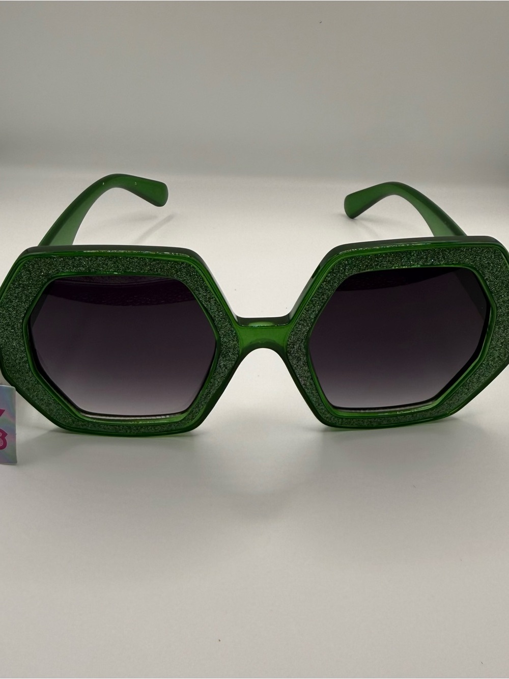 Emerald Green Glitter Oversized Geometric Sunglasses NWT